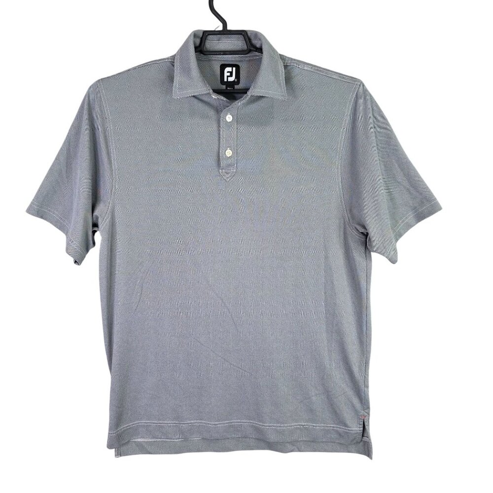 Mens FJ FootJoy Gray Golf Polo Shirt Short Sleeve 100% Polyester Size L